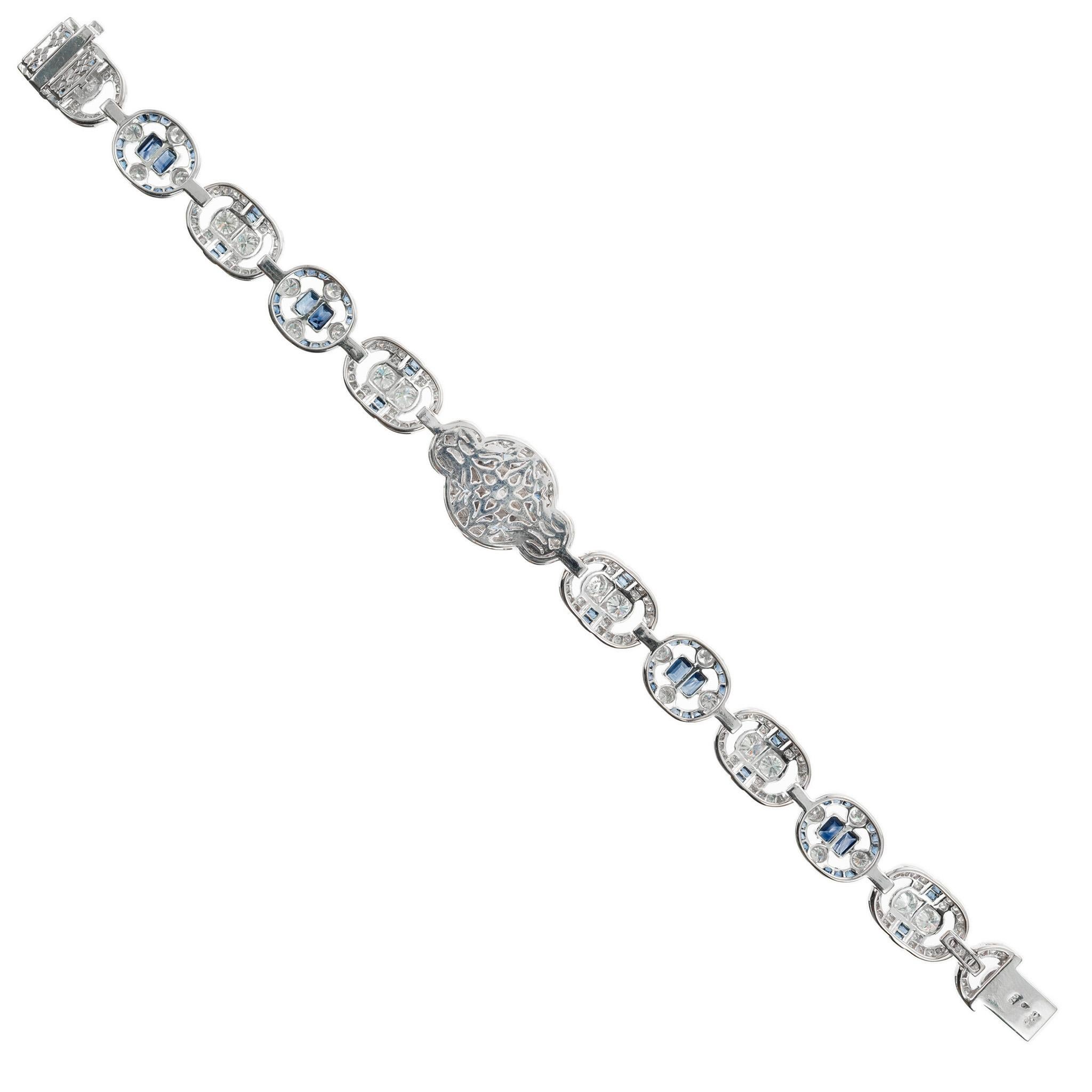 Women's GIA Certified 2.00 Carat Sapphire Diamond White Gold Bracelet  For Sale