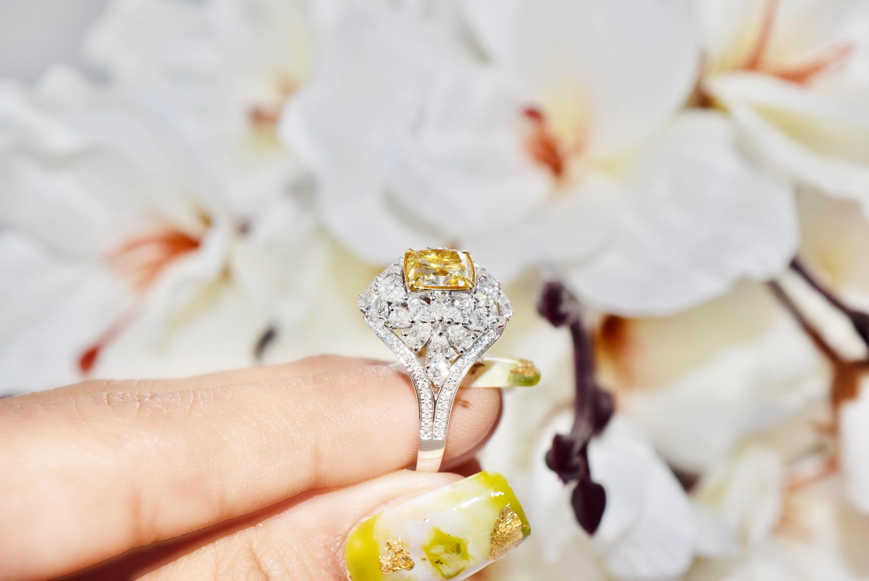 GIA Certified 2.00 Carat U to V Range I1 Clarity Diamond Ring For Sale 4