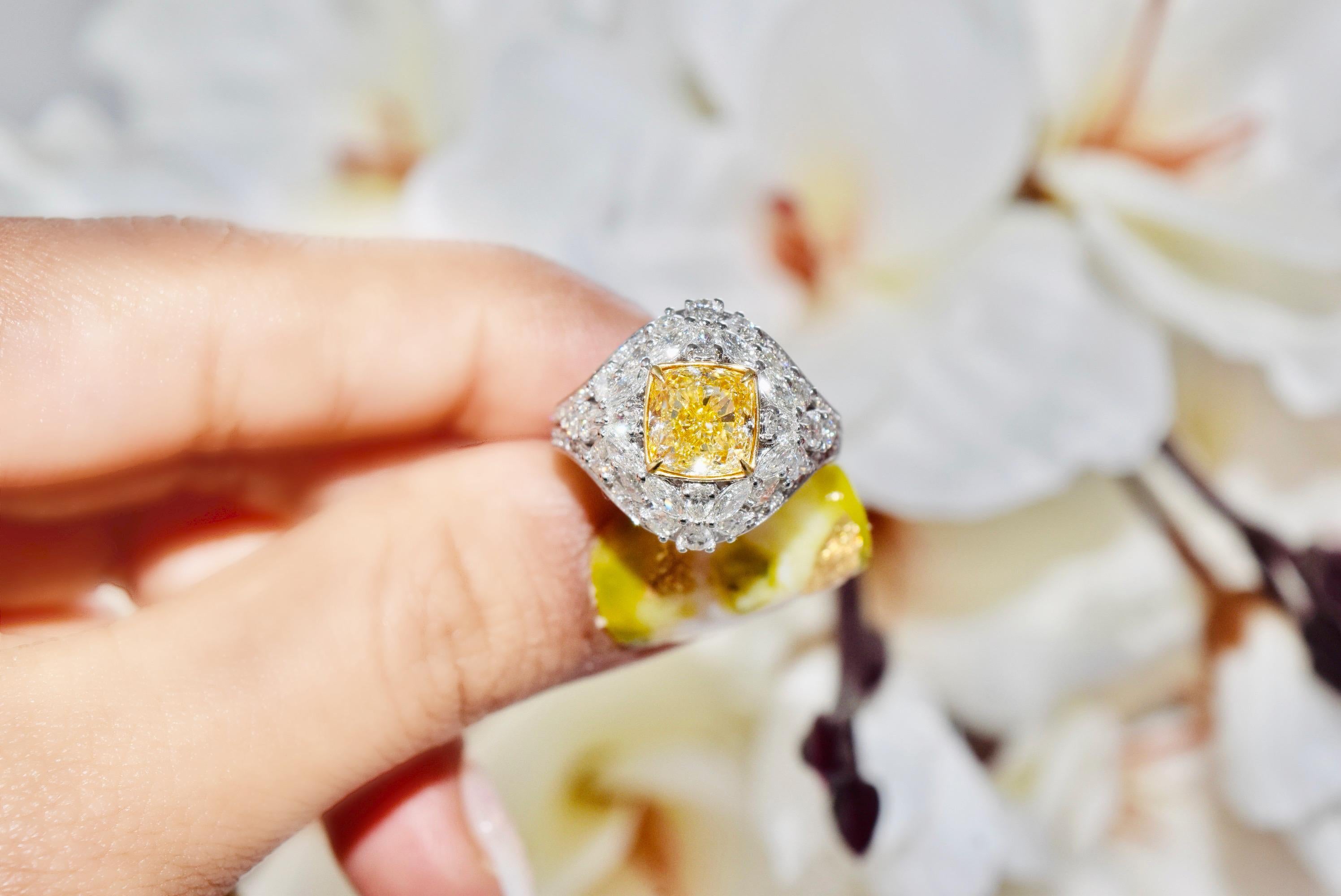 GIA Certified 2.00 Carat U to V Range I1 Clarity Diamond Ring For Sale 5