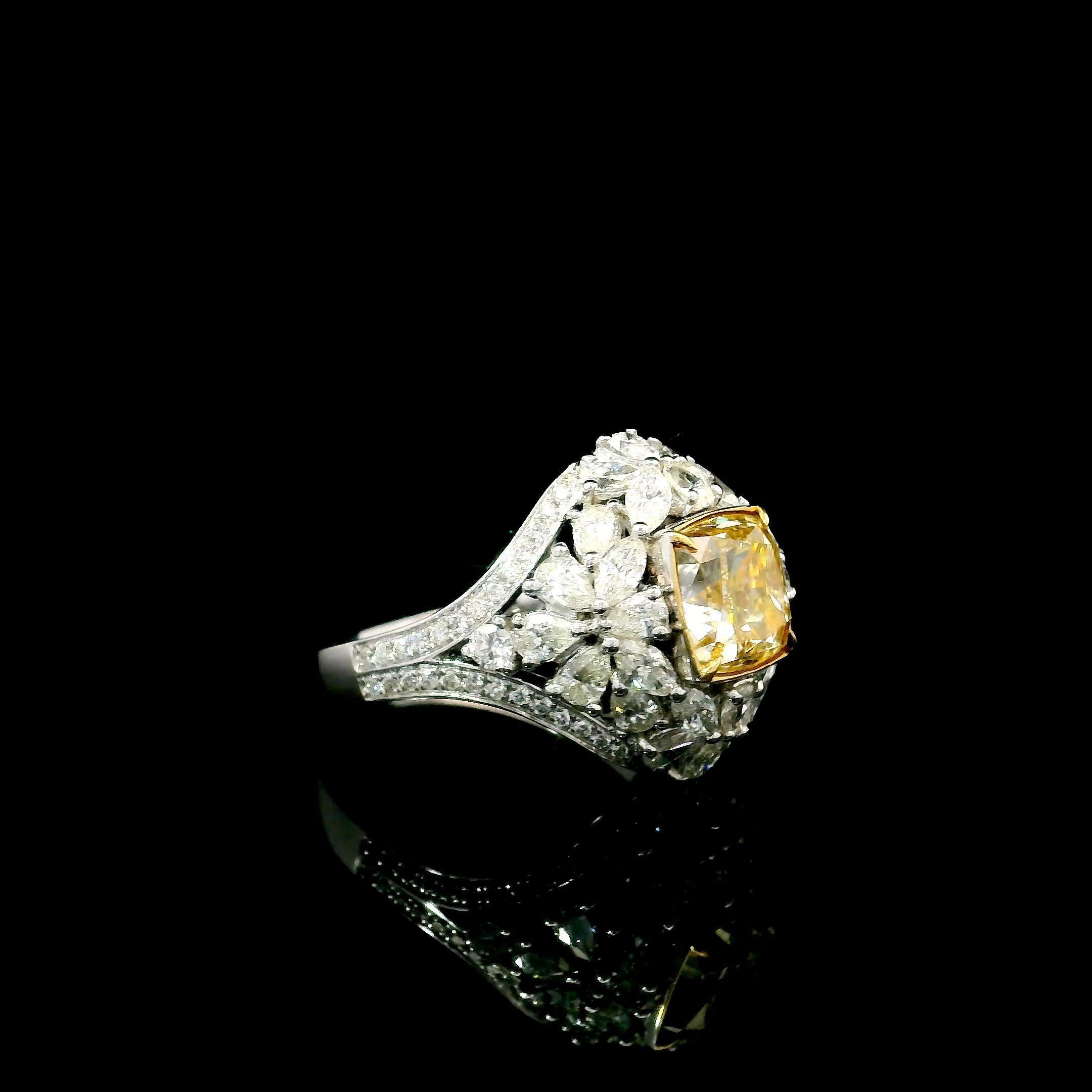 Cushion Cut GIA Certified 2.00 Carat U to V Range I1 Clarity Diamond Ring For Sale
