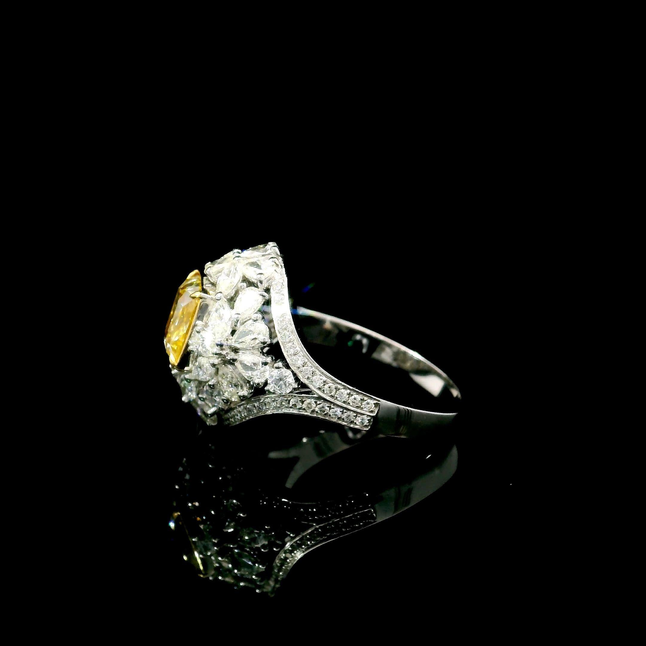 GIA Certified 2.00 Carat U to V Range I1 Clarity Diamond Ring For Sale 1