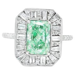 GIA Certified 2.00 Carat Very Light Green SI1 Clarity Diamond Ring