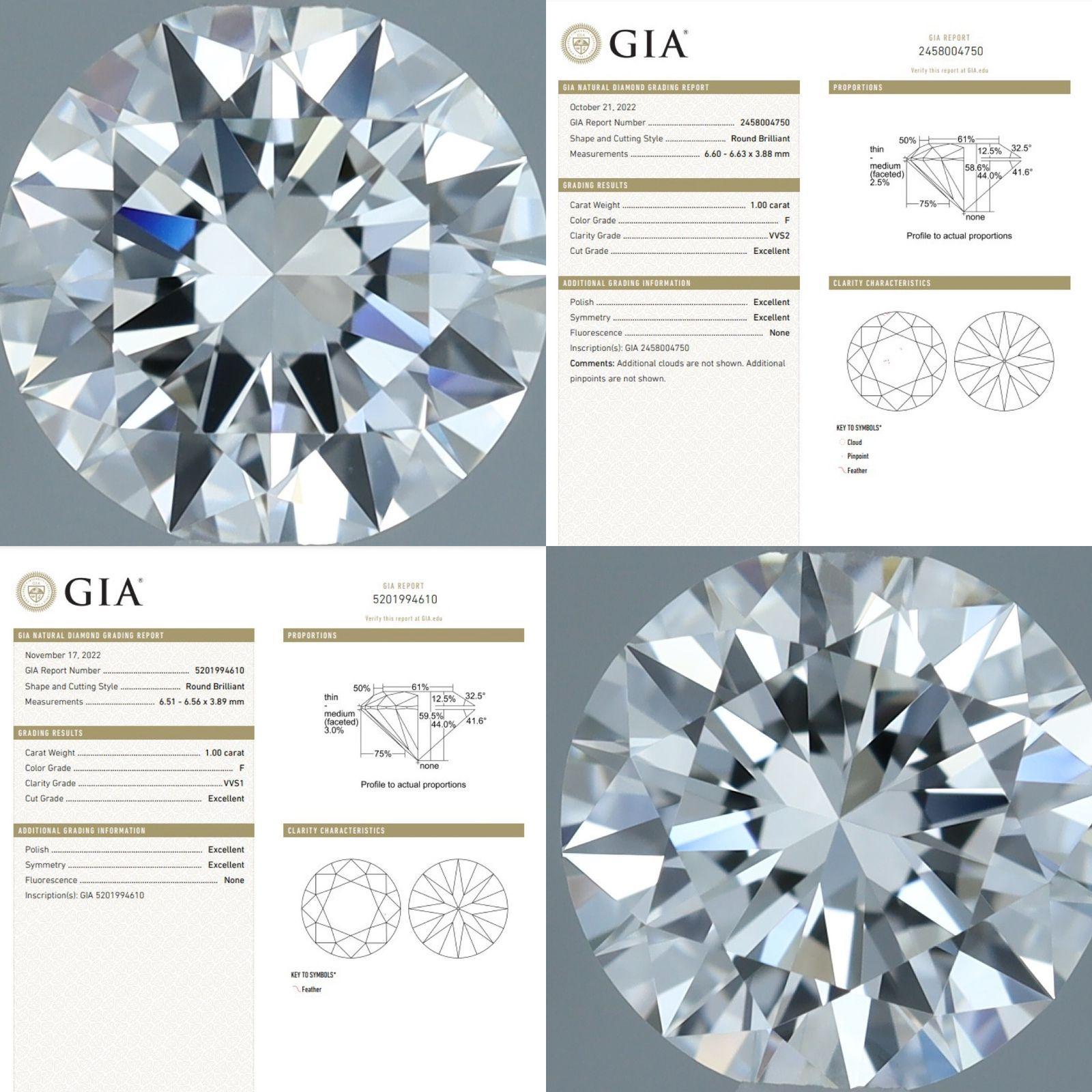 GIA-zertifizierte 2,00 Karat Diamanten dreifach XXX 18K Gold Ohrringe  (Rundschliff) im Angebot