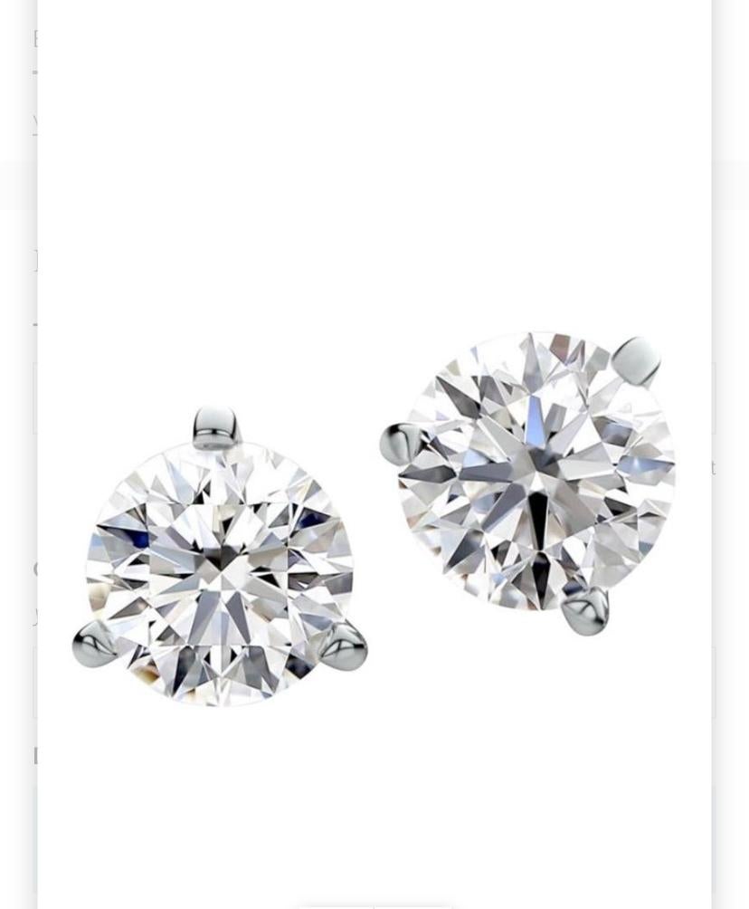 Round Cut GIA Certified 2.00 Carats Diamonds triple XXX 18K Gold Earrings  For Sale