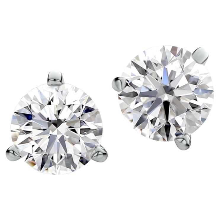 GIA Certified 2.00 Carats Diamonds triple XXX 18K Gold Earrings  For Sale