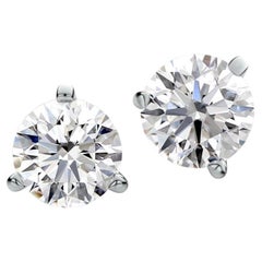 Boucles d'oreilles en or 18K GIA certifié 2.00 carats diamants triple XXX 