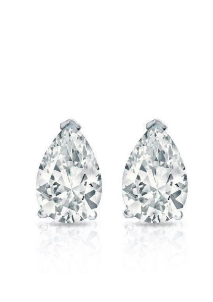 Pendientes de oro de 18 quilates con diamantes en forma de pera de 2,00 quilates F/VS1 certificados por GIA en venta 2