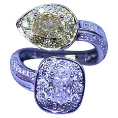 GIA-zertifizierter 2,00 Karat Fancy & Weißer Diamanten 18k Gold Ring
