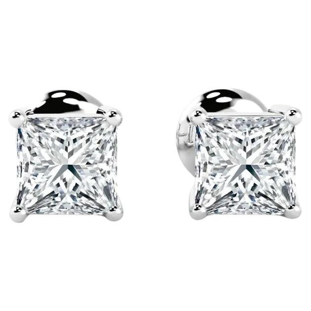 GIA Certified 2.00 Carats Natural Diamonds  18K Gold Earrings 