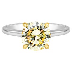 Anello di fidanzamento solitario con diamante giallo taglio rotondo certificato GIA da 2,00 carati