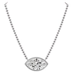GIA Certified 2.00 Ct D VVS1 Marquise Diamond East-West Bezel Necklace 18K Gold