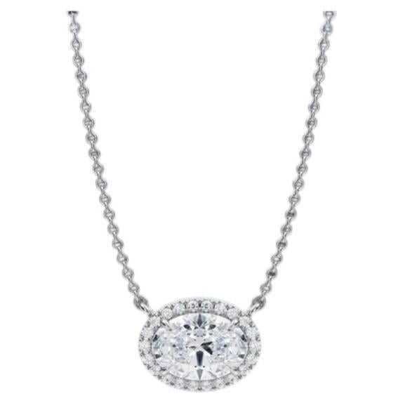 GIA Certified 2.00 Ct D/VVS1 Oval Shape Diamonds Pendant Necklace