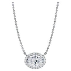 GIA Certified 2.00 Ct D/VVS1 Oval Shape Diamonds Pendant Necklace
