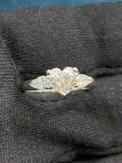 GIA Certified 2.00 Ct E VVS1 Heart Shape Diamond Three Stone Ring 18K White Gold