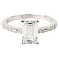 Bague solitaire en platine 950 avec diamant taille émeraude certifié GIA de 2,00 ct