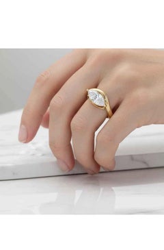 GIA Certified 2.00 Ct F/VS1 Marquise Shape Diamond 18k Gold Ring