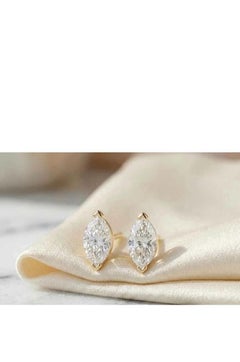 GIA Certified 2.00 Ct F/VS1 Marquise Shape Diamonds 14K Gold Earrings