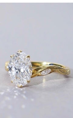 GIA Certified 2.00 Ct F/VS1 Oval Shape Diamond 18K Gold Solitaire