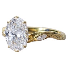 GIA Certified 2.00 Ct F/VS1 Oval Shape Diamond 18K Gold Solitaire