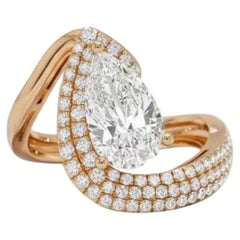 GIA Certified 2.00 Ct F/VS1 Pear Shape Diamond 18k Gold Ring