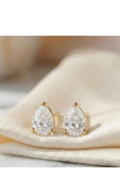 GIA Certified 2.00 Ct F/VS1 Pear Shape Diamonds 18K Gold Earrings