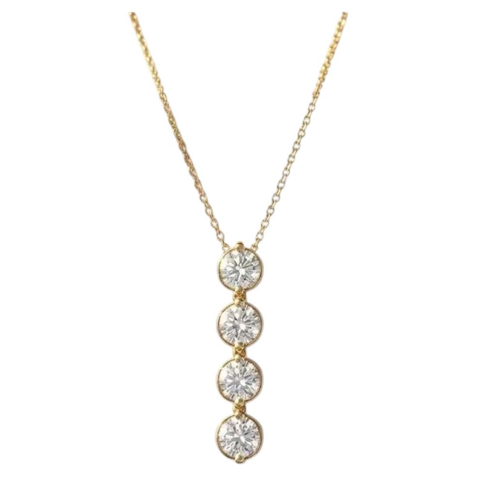 GIA zertifiziert 2,00 Ct F/VS1 Runde Brillant Form Diamanten 18K Gold Halskette