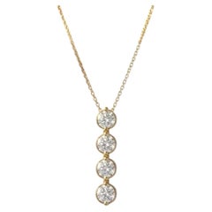 GIA Certified 2.00 Ct F/VS1 Round Brillant Shape Diamonds 18K Gold Necklace