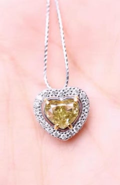 GIA Certified 2.00 Ct Fancy Brownish Greenish Yellow Diamond 18k Gold Pendant