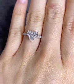 GIA Certified 2.00 Ct Flawless/D color Heart Shape Diamond 18K Gold Ring