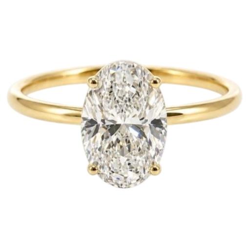 GIA Certified 2.00 Ct Oval Shape Diamond 18k Gold Solitaire Ring