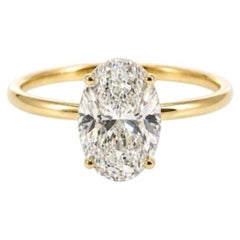 GIA Certified 2.00 Ct Oval Shape Diamond 18k Gold Solitaire Ring