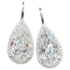 GIA Certified 20.00 Carats F/VS1 Pear Shape Diamonds Platinum  Gold Earrings