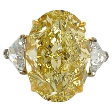 GIA Certified 20.00 Carats Fancy Intense Yellow Diamond Gold Solitaire Ring 