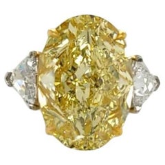 GIA Certified 20.00 Carats Fancy Intense Yellow Diamond Gold Solitaire Ring 