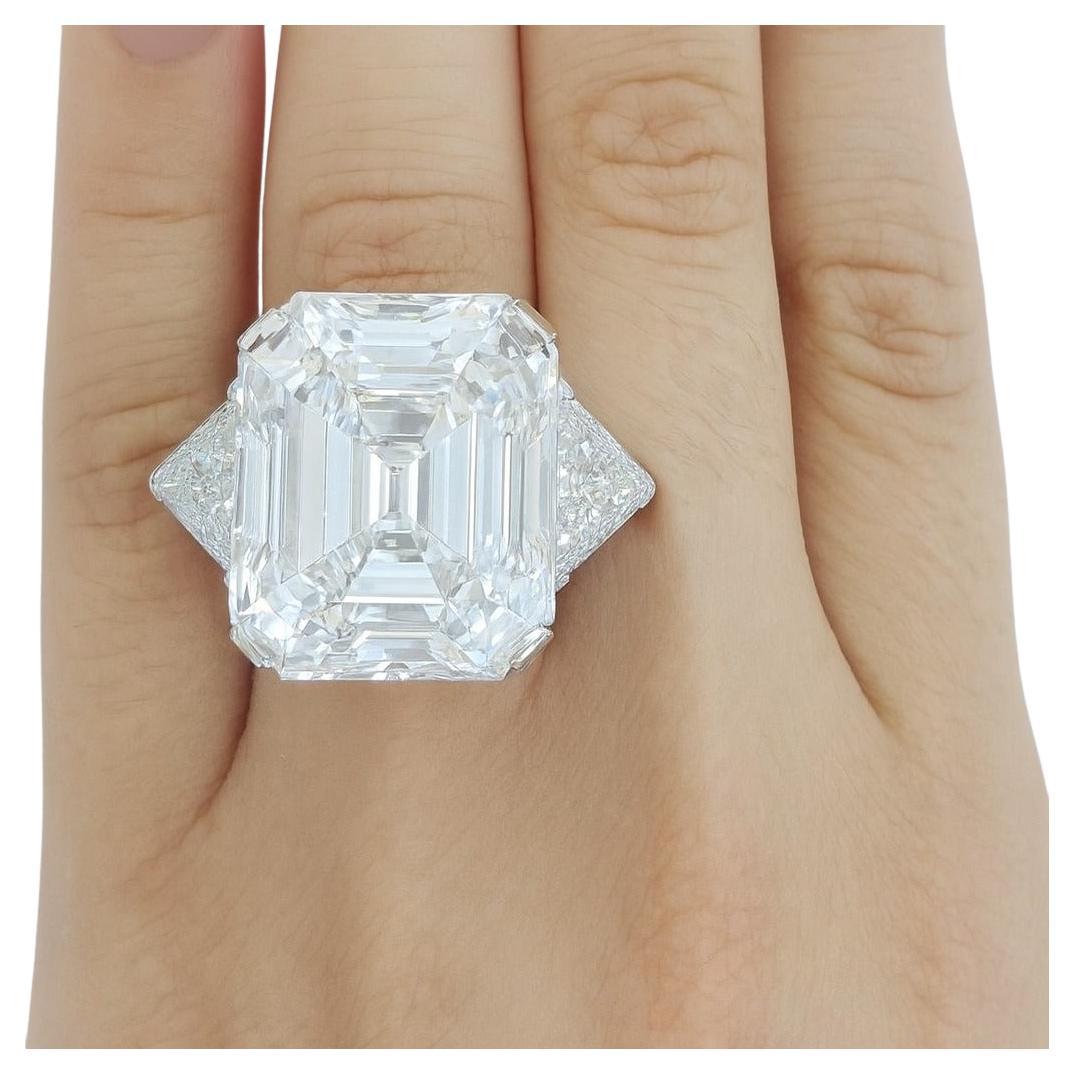 GIA zertifiziert 20,03 Karat D Farbe Alt Smaragd Schliff Diamant Ring im Angebot