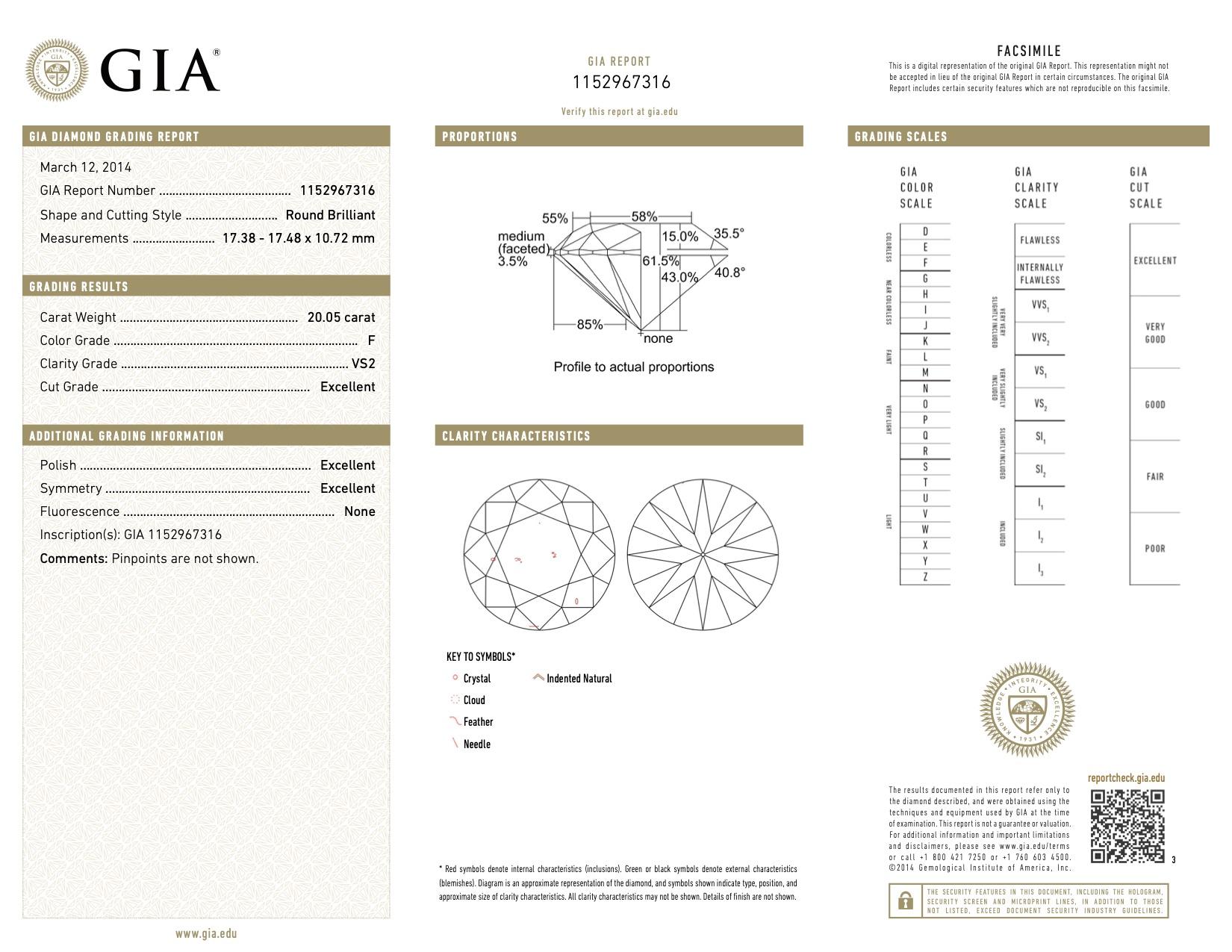 GIA-zertifizierter 20,05 Karat runder Brillant Solitär Diamantring im Zustand „Neu“ im Angebot in Calabasas, CA