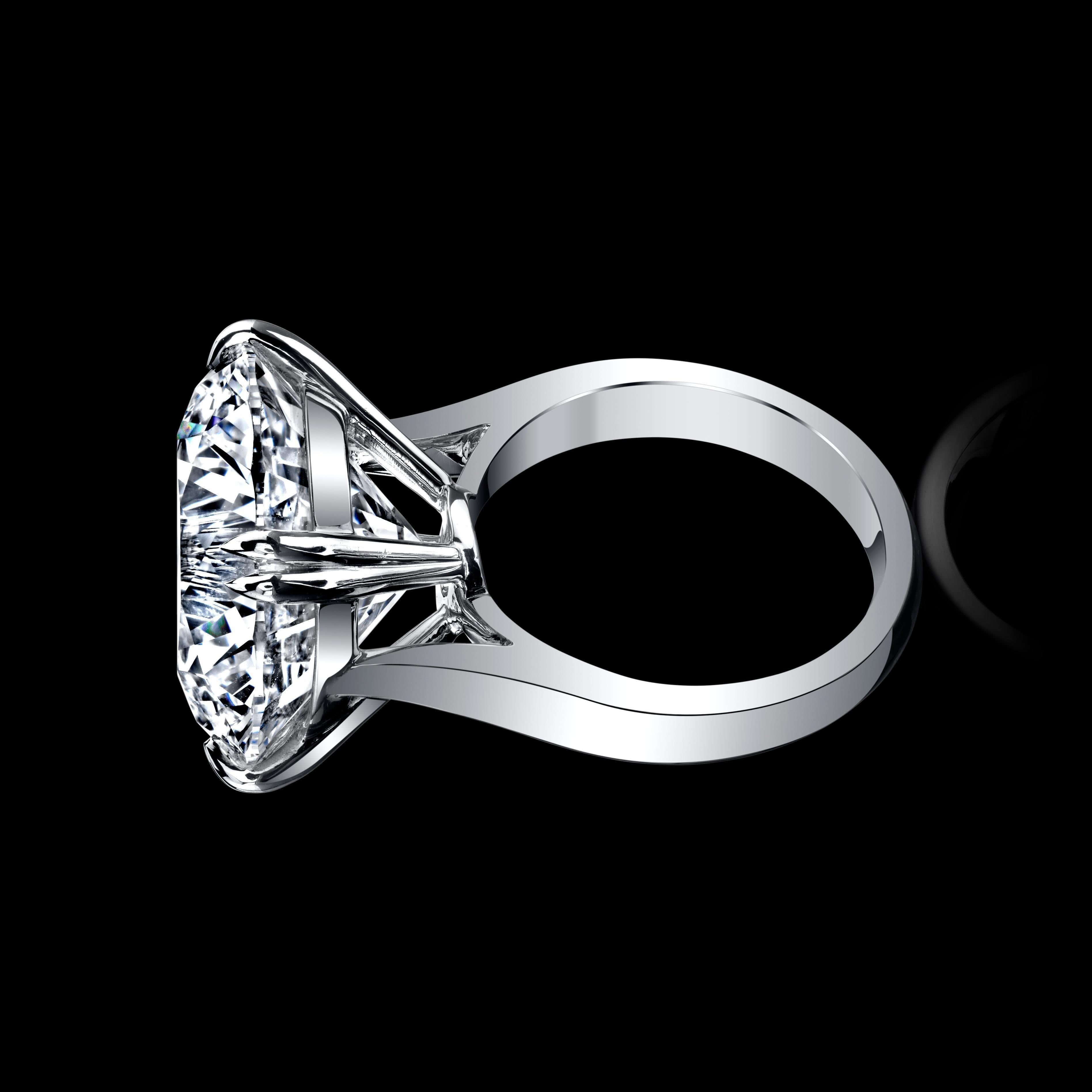 GIA-zertifizierter 20,05 Karat runder Brillant Solitär Diamantring (Rundschliff) im Angebot
