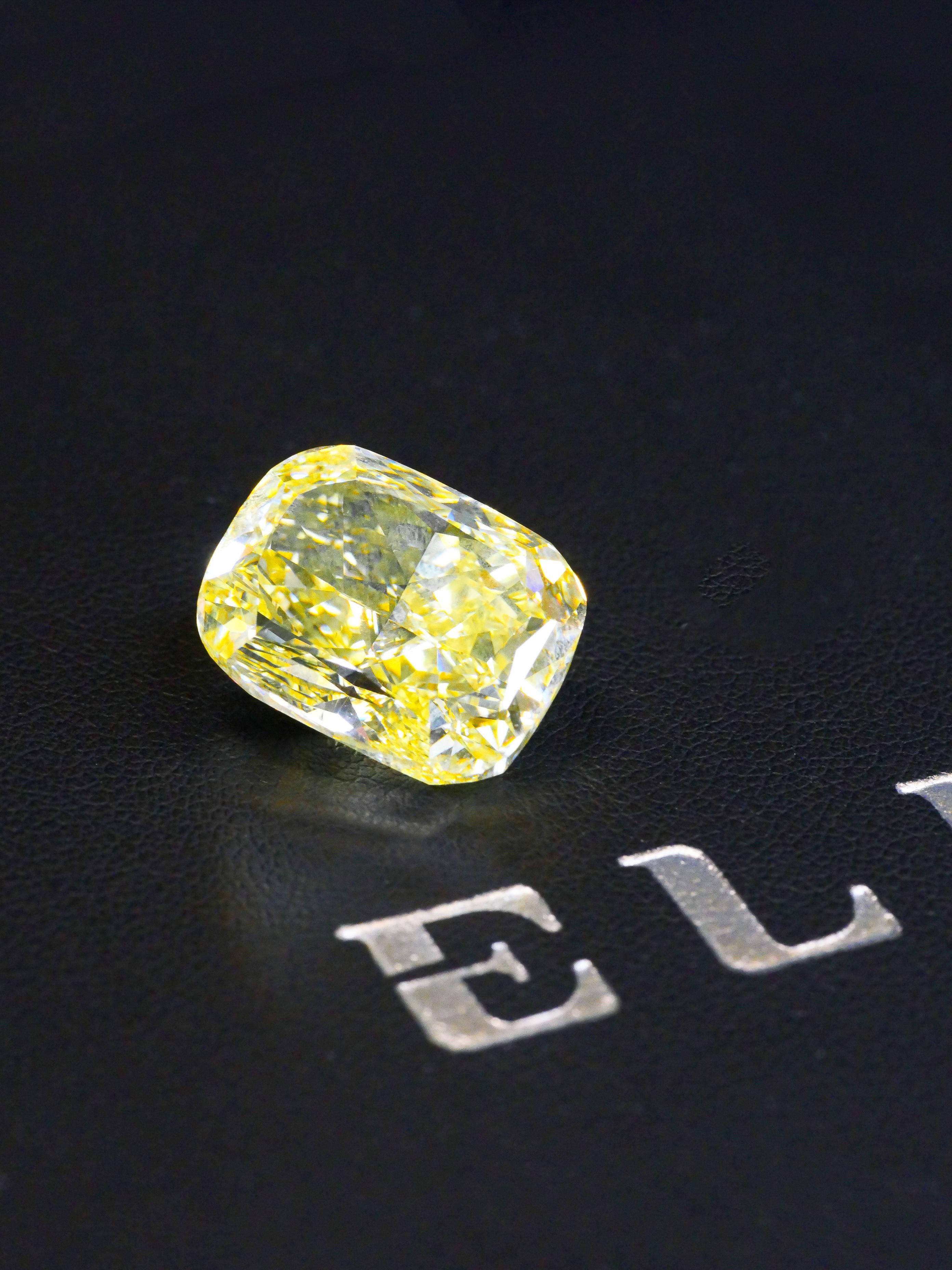 GIA Certified 20.08 Fancy Intense Yellow Cushion Cut Diamond For Sale 6