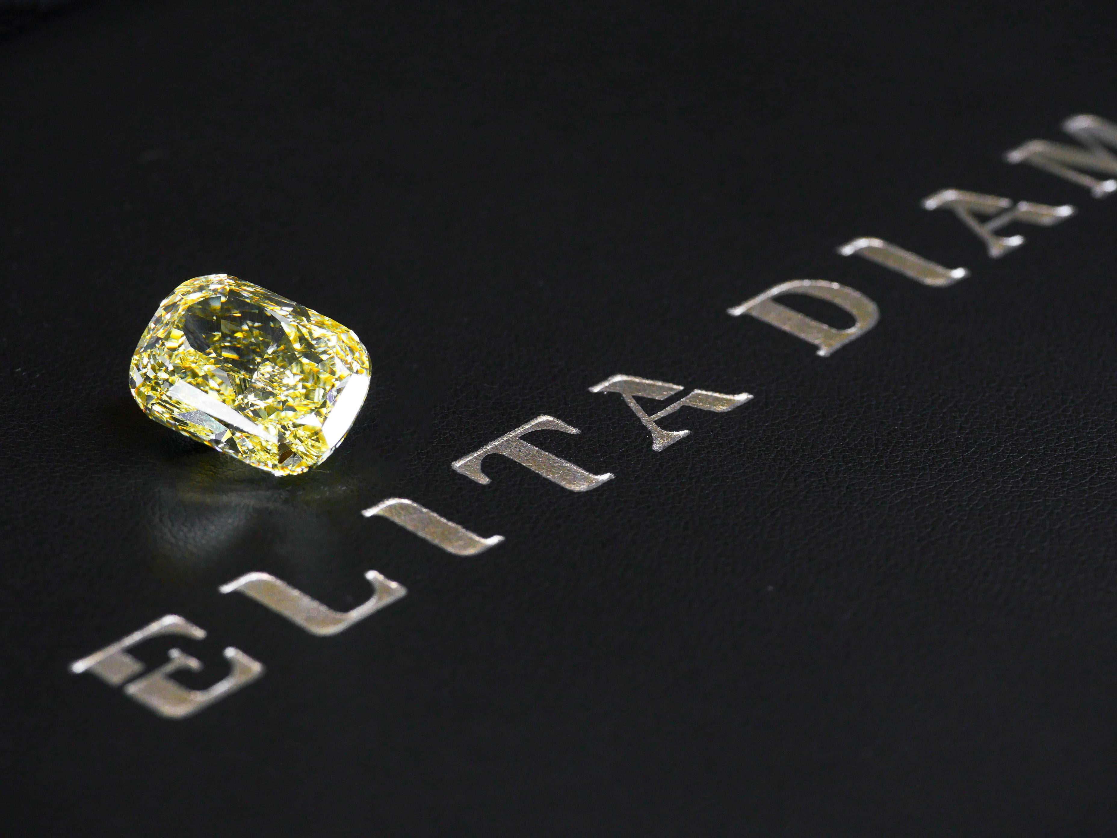 GIA Certified 20.08 Fancy Intense Yellow Cushion Cut Diamond For Sale 1