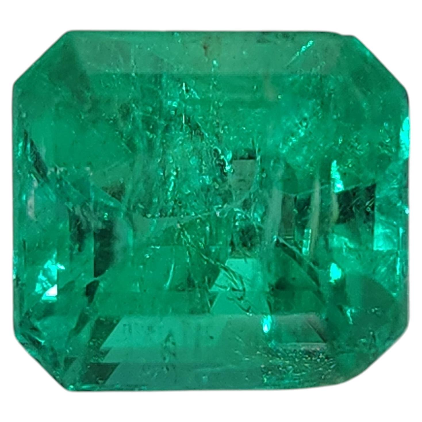 Émeraude colombienne certifiée GIA de 2,00ct, taille octogonale, unisexe, 1990