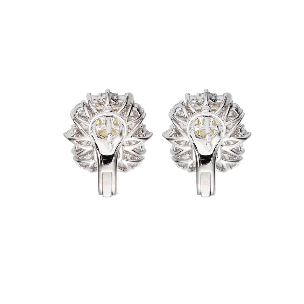 Emerald Cut GIA Certified 2.00ct Natural Fancy Vivid Yellow Emerald Diamond Stud Earrings For Sale