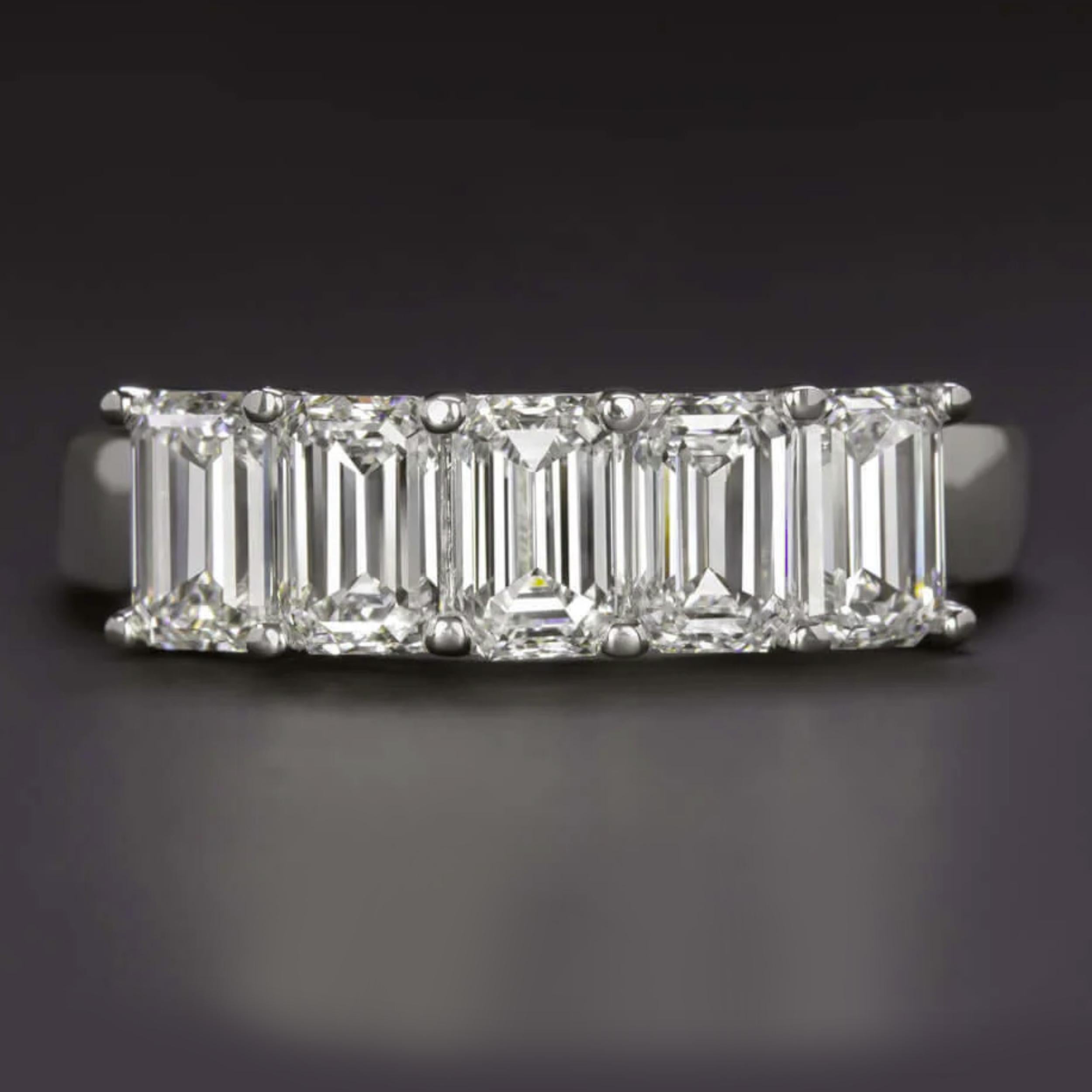Contemporary GIA Certified 2.00ct Emerald Cut Diamond Wedding Band in Platinum For Sale