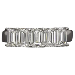 GIA Certified 2.00ct Emerald Cut Diamond Wedding Band in Platinum