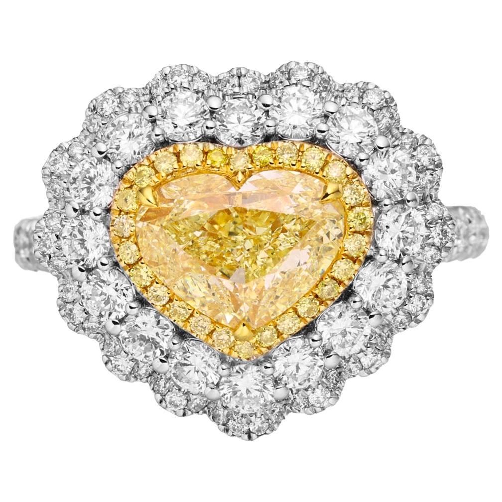 Solitaire en forme de cœur en diamant naturel de 2,00 carats, certifié GIA, de type U à V, 18 carats