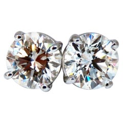 GIA Certified 2.00ct Natural Round Diamond Stud Earrings 14 Karat Ideal Ex*