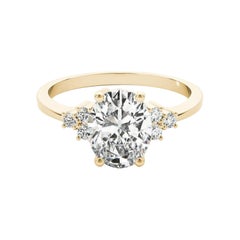 Bague à diamants certifiée GIA 2,00ct Oval Classic Cluster Multi-Stone