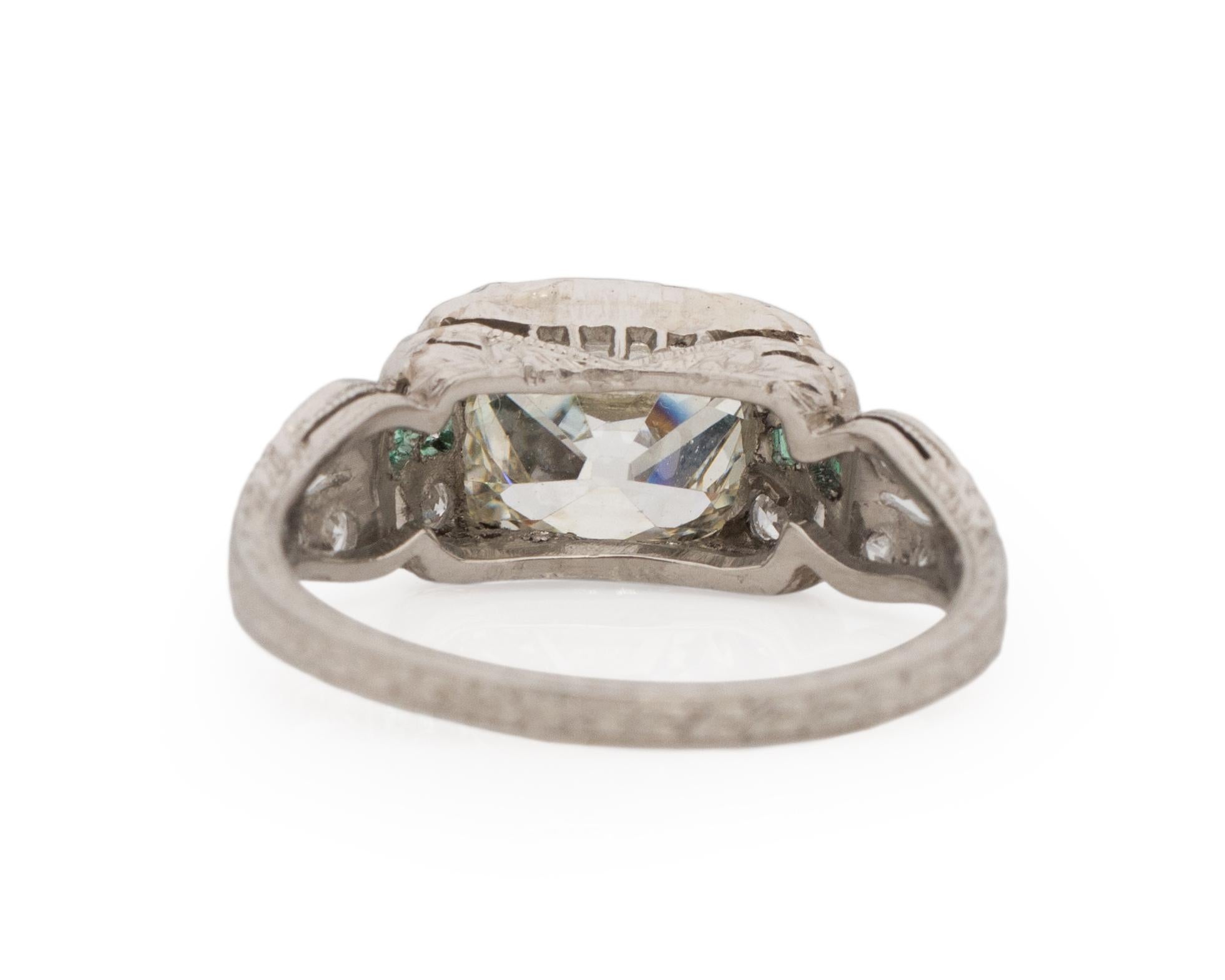 GIA Certified 2.01 Carat Art Deco Diamond Platinum Engagement Ring In Good Condition For Sale In Atlanta, GA