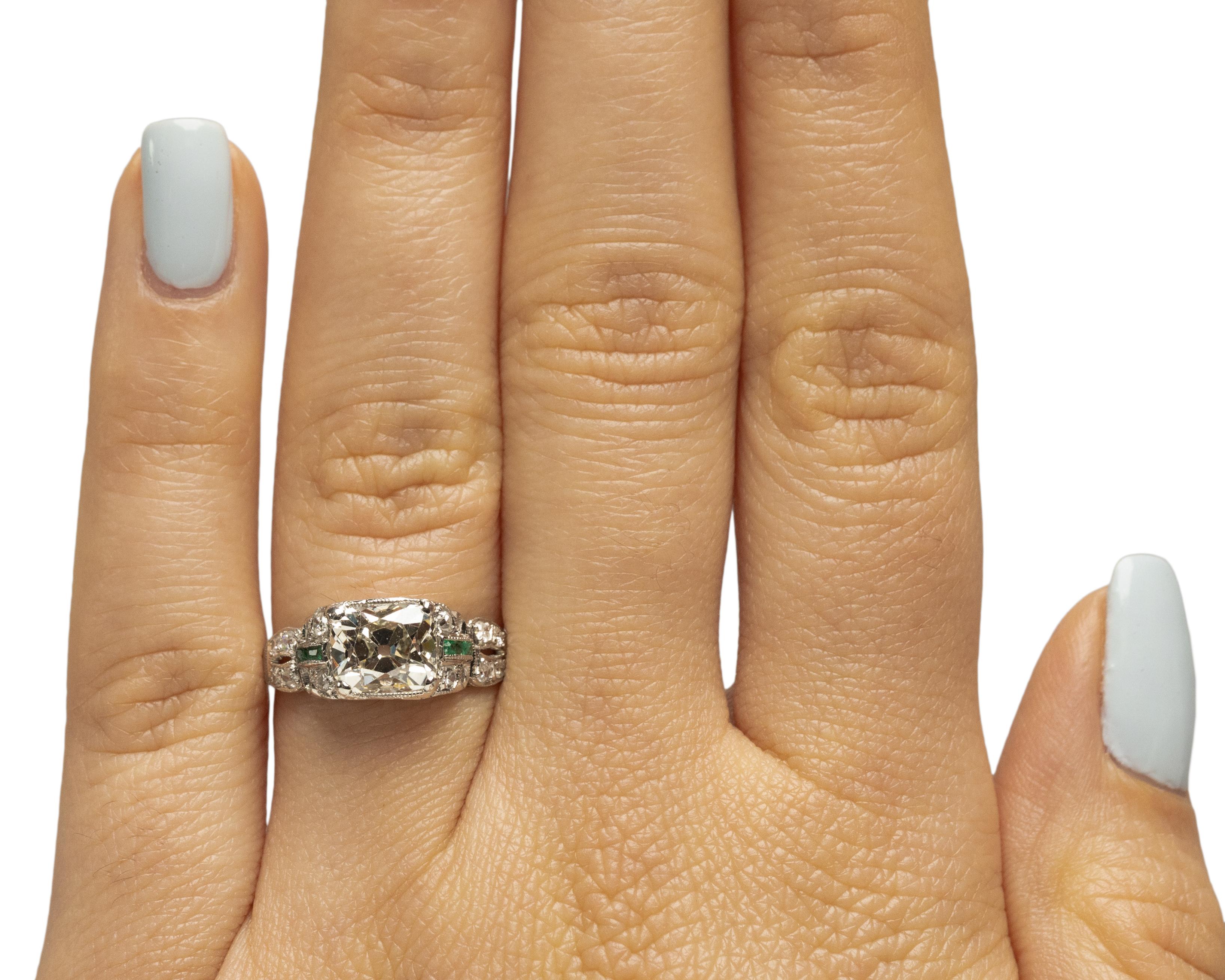 GIA Certified 2.01 Carat Art Deco Diamond Platinum Engagement Ring For Sale 1