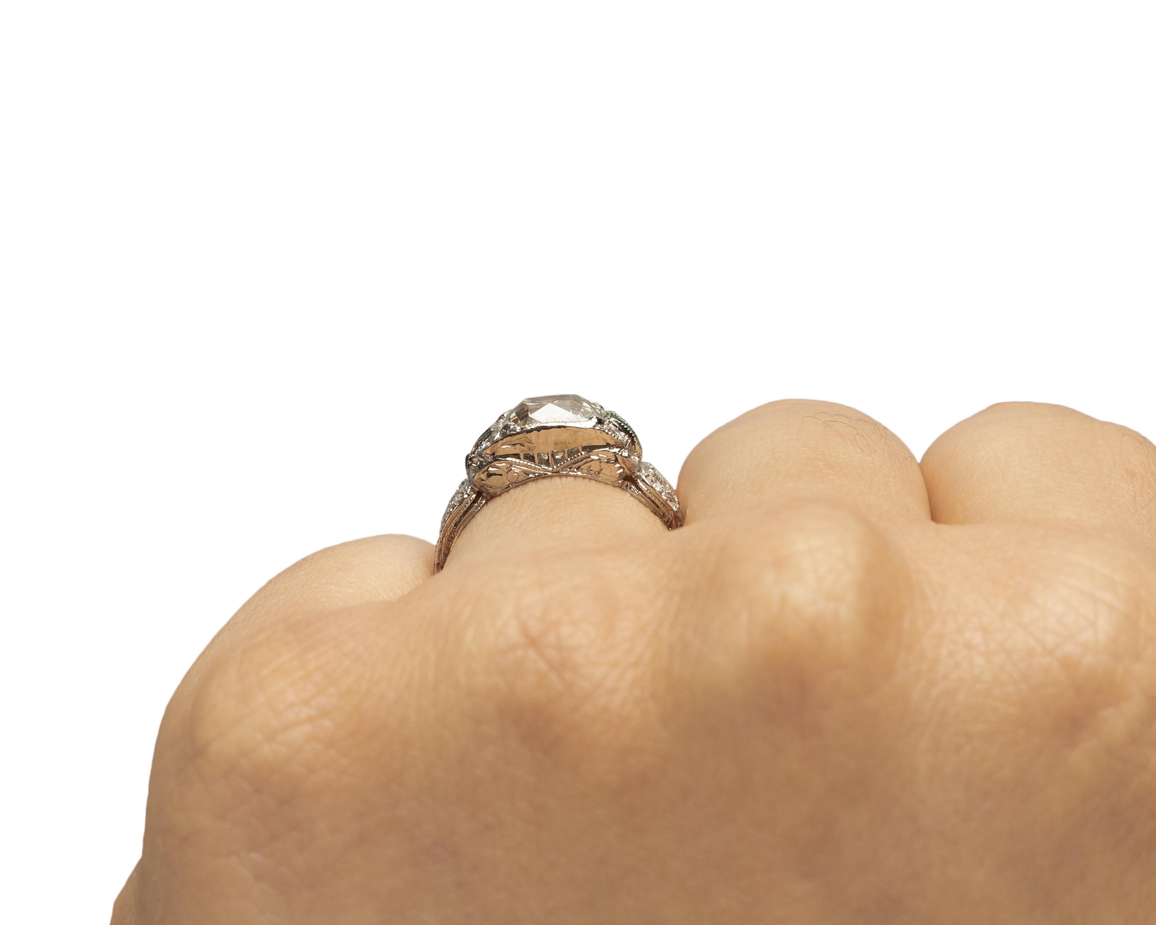 GIA Certified 2.01 Carat Art Deco Diamond Platinum Engagement Ring For Sale 2