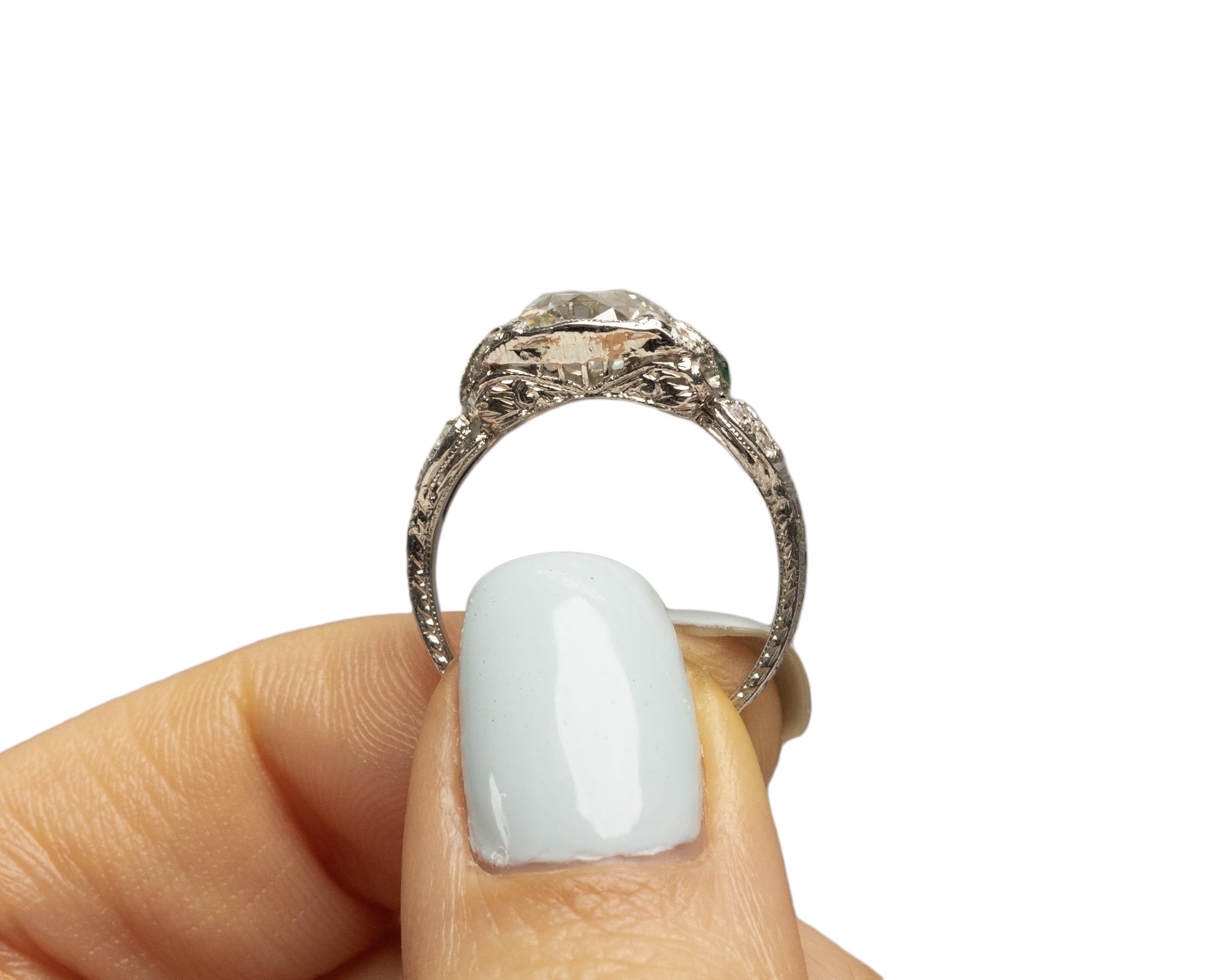 GIA Certified 2.01 Carat Art Deco Diamond Platinum Engagement Ring For Sale 3